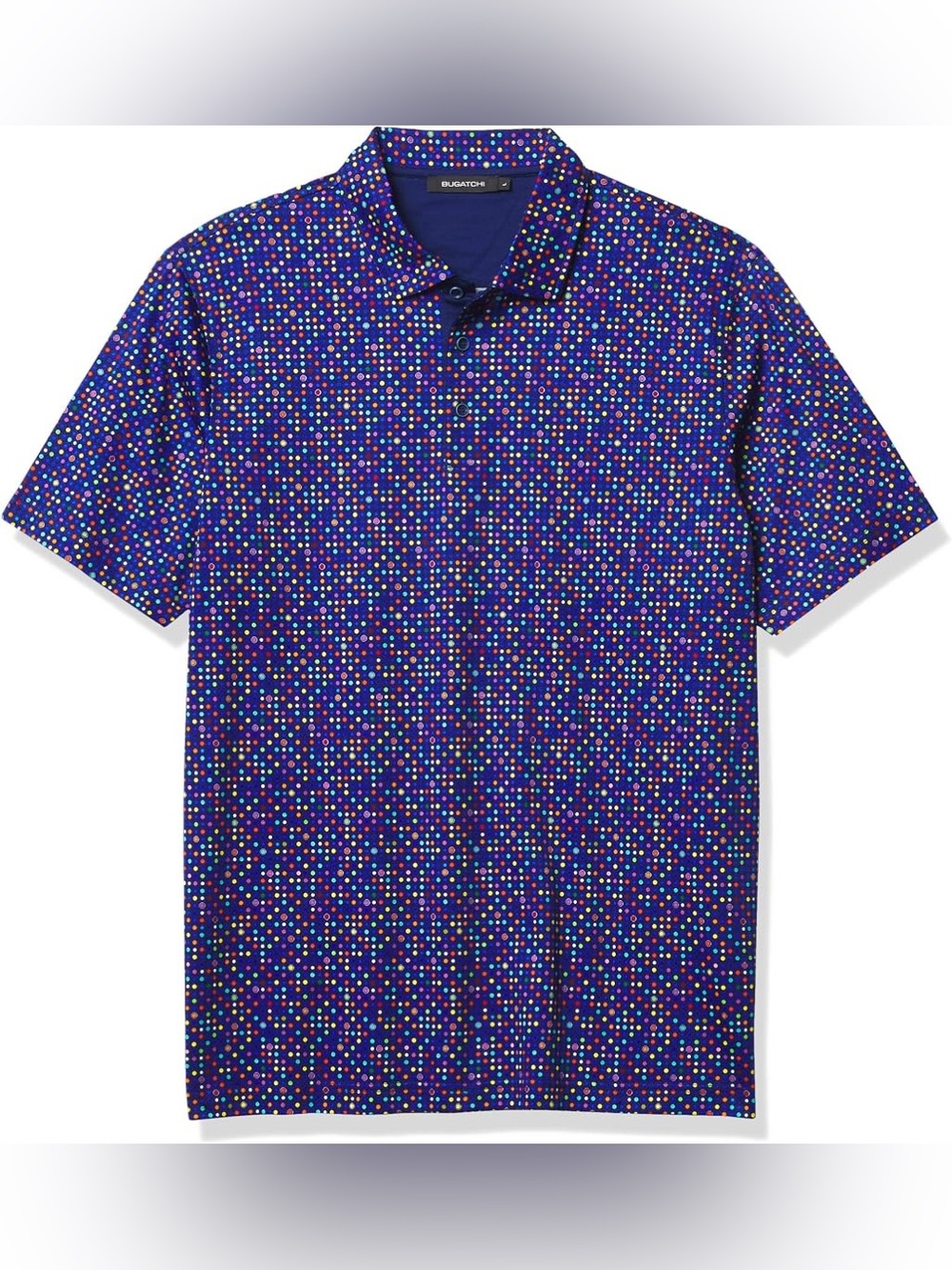 Bugatchi Men's Blue Dot-Print Cotton Polo Shirt XL